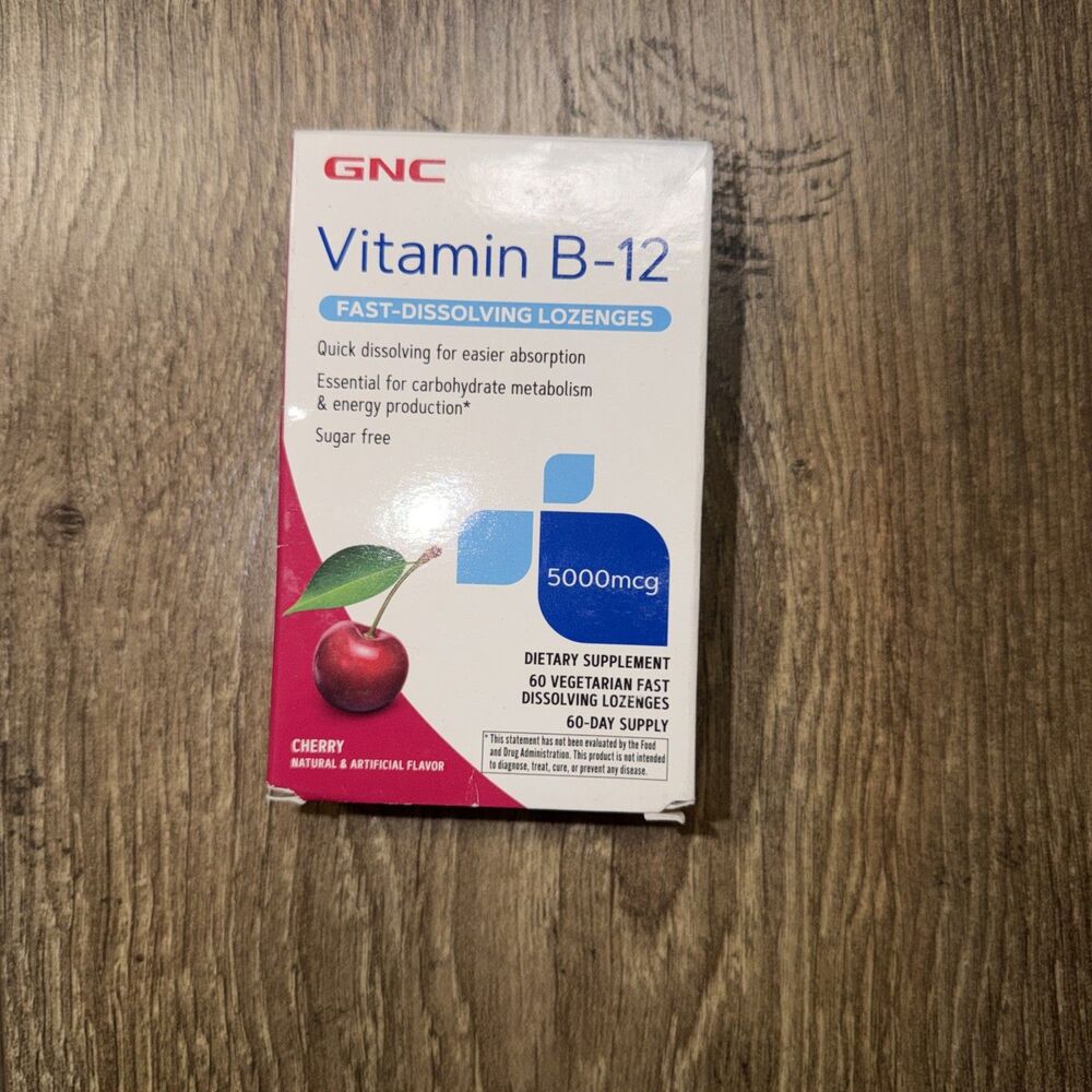 GNC Vitamin B-12 5000 mcg - Cherry - 60 Lozenges | 60 Servings BB 3/27
